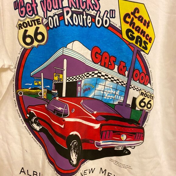 Official Get Your Kicks Route 66, 1995 Graphic T- Shirt-Royal Avalon, Medium - Picture 3 of 5